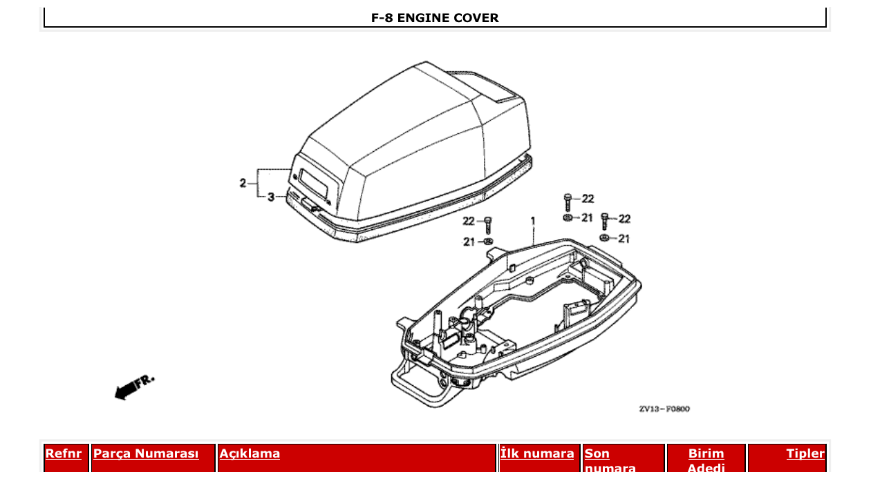 bf5am – section F-8 ENGINE COVER parts diagram