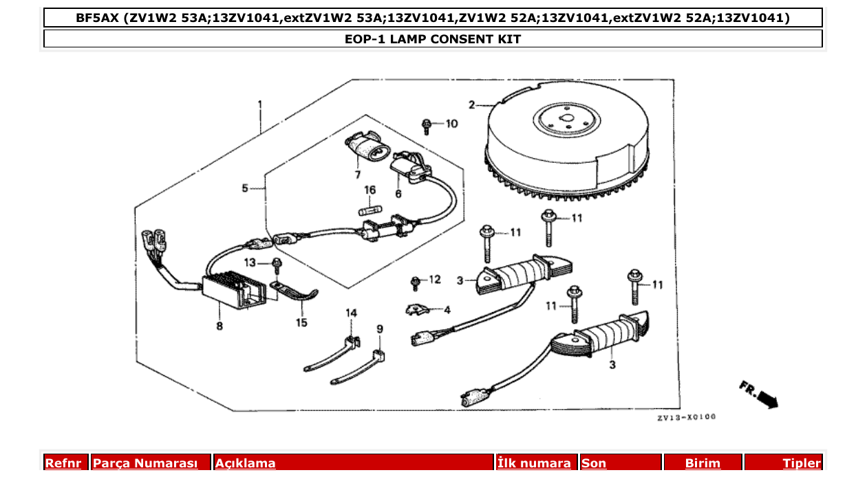 Fig. EOP-1 – LAMP CONSENT KIT diagram