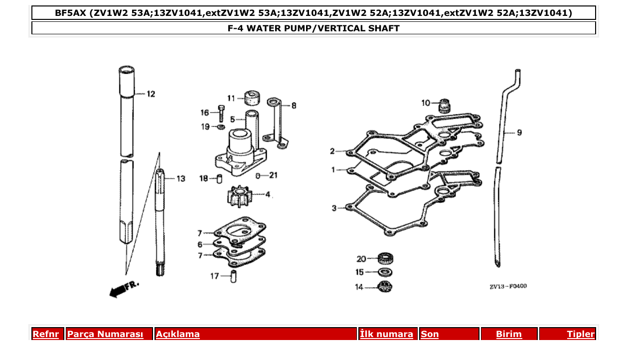 Fig. F-4 – WATER PUMP/VERTICAL SHAFT diagram