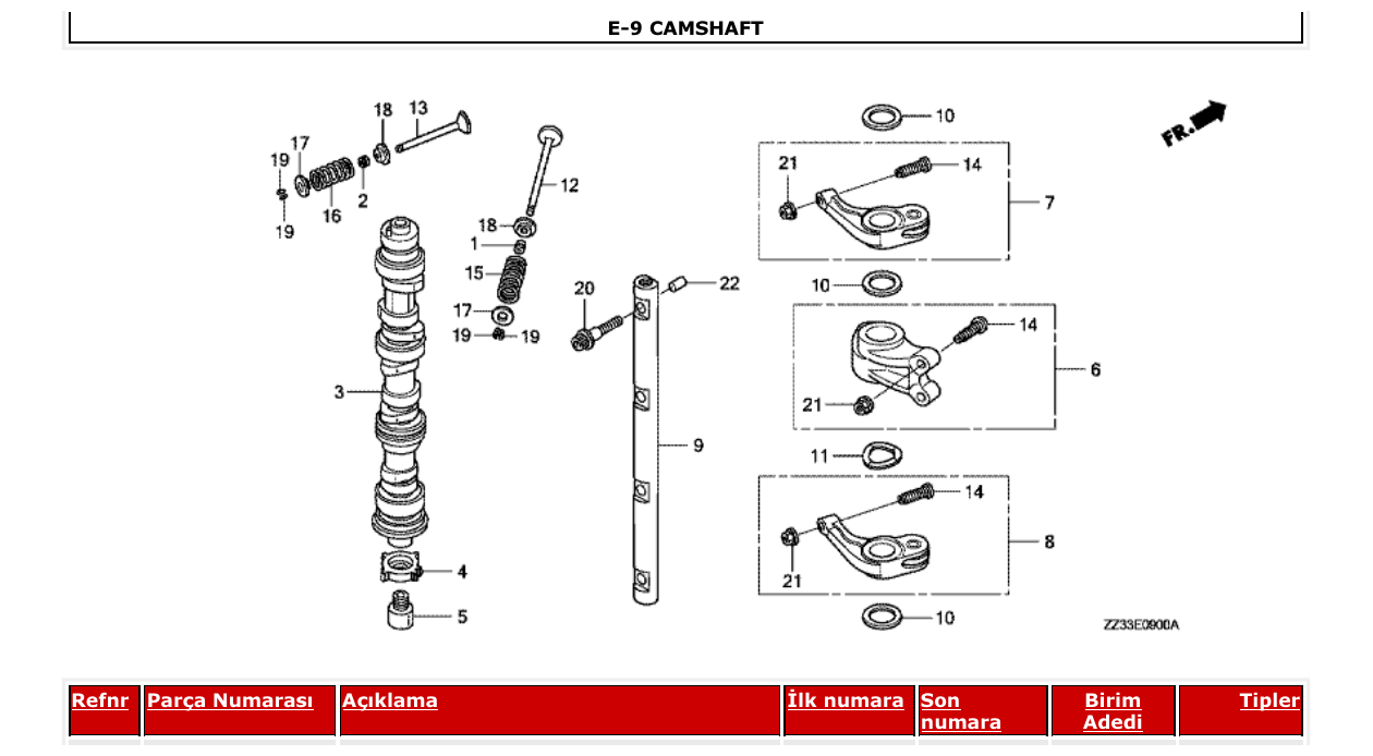Fig. E-9 – CAMSHAFT diagram