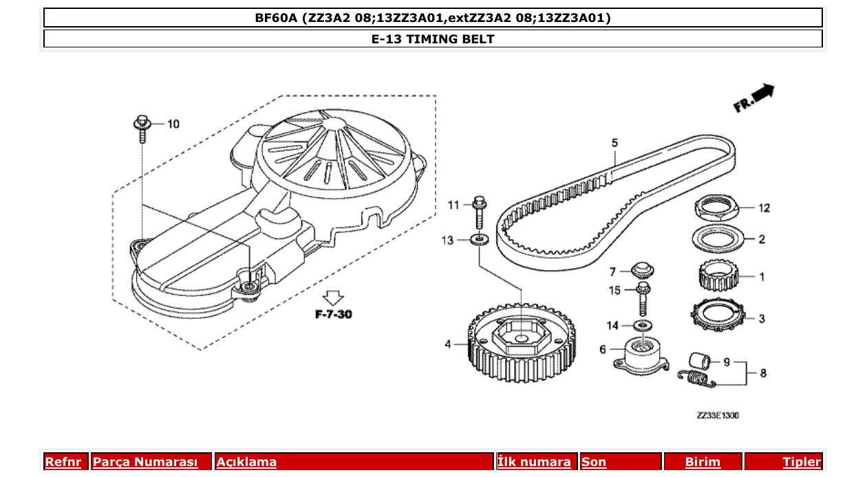 Fig. E-13 – TIMING BELT diagram
