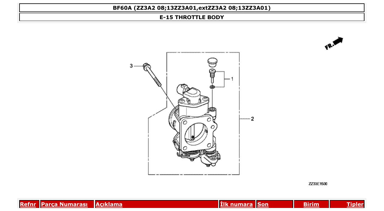 Fig. E-15 – THROTTLE BODY diagram