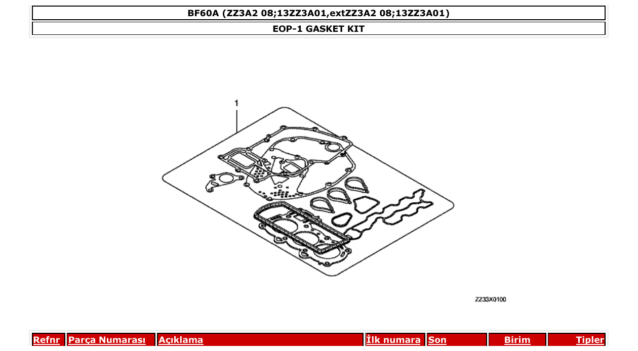 Fig. EOP-1 – GASKET KIT diagram