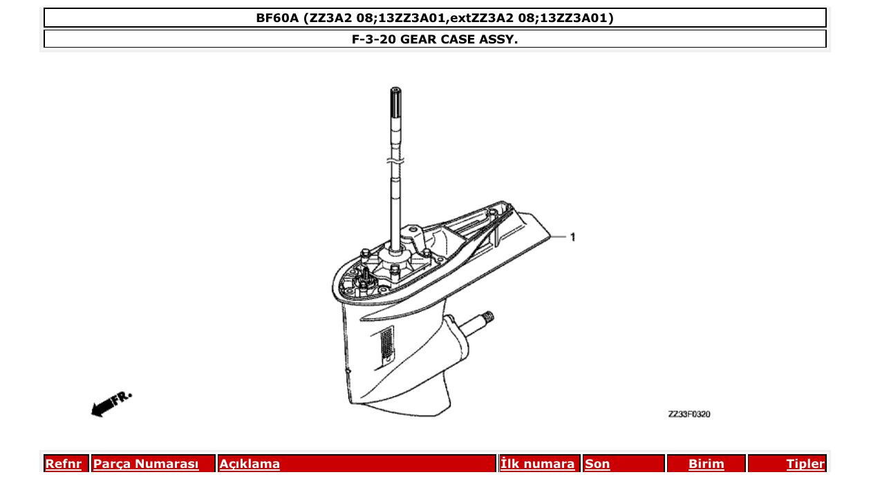 Fig. F-3-20 – GEAR CASE ASSY. diagram