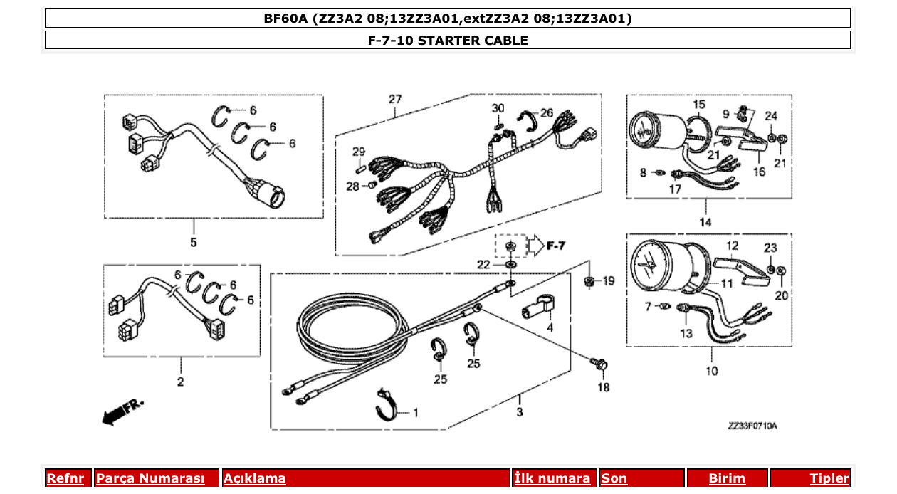 bf60a – section F-7-10 STARTER CABLE parts diagram