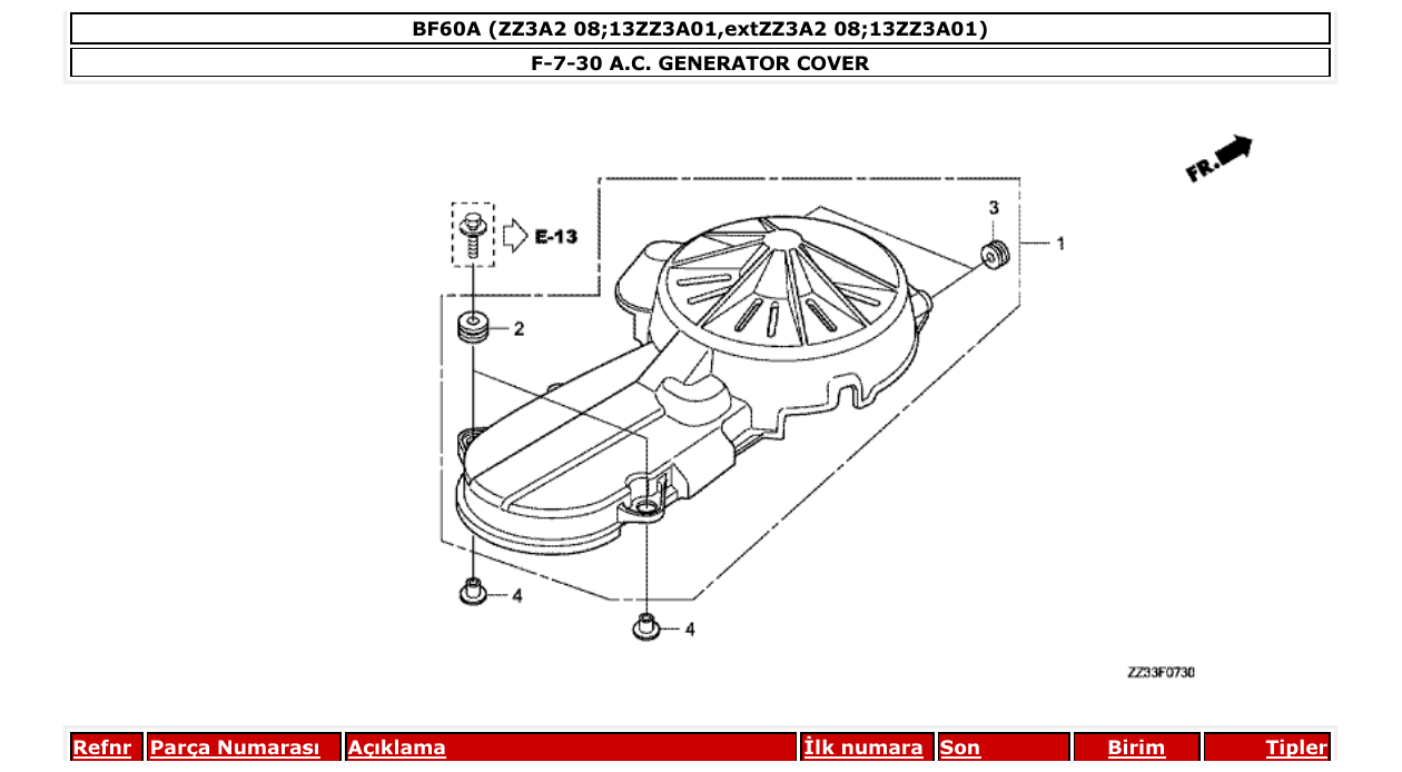 Fig. F-7-30 – A.C. GENERATOR COVER diagram