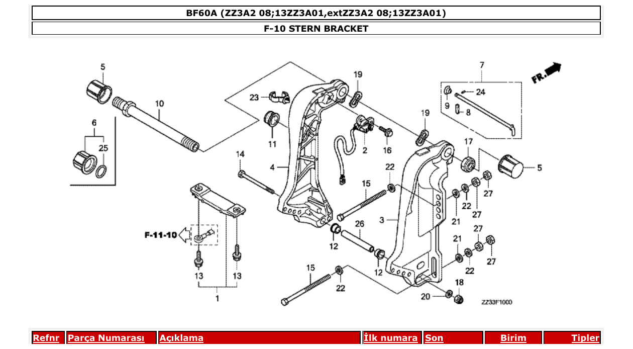 Fig. F-10 – STERN BRACKET diagram