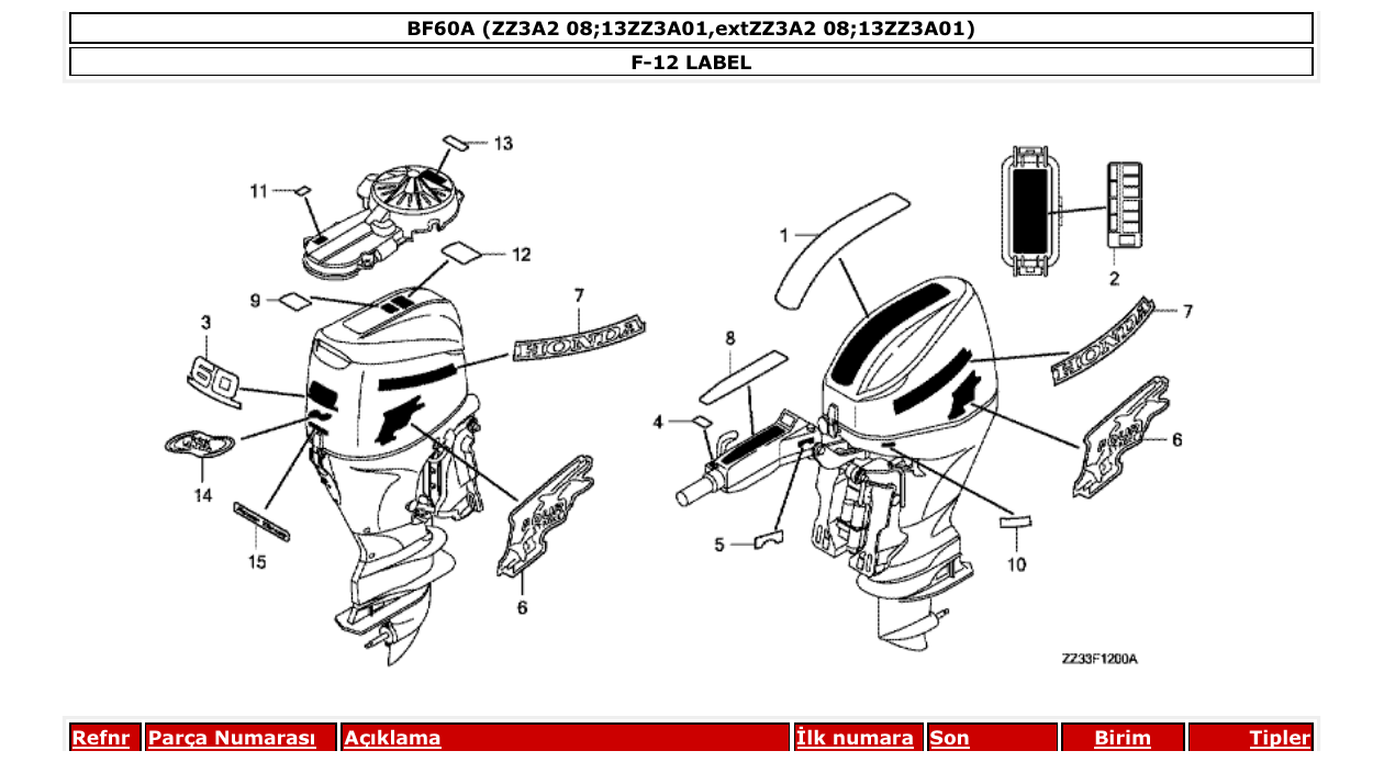 bf60a – section F-12 LABEL parts diagram