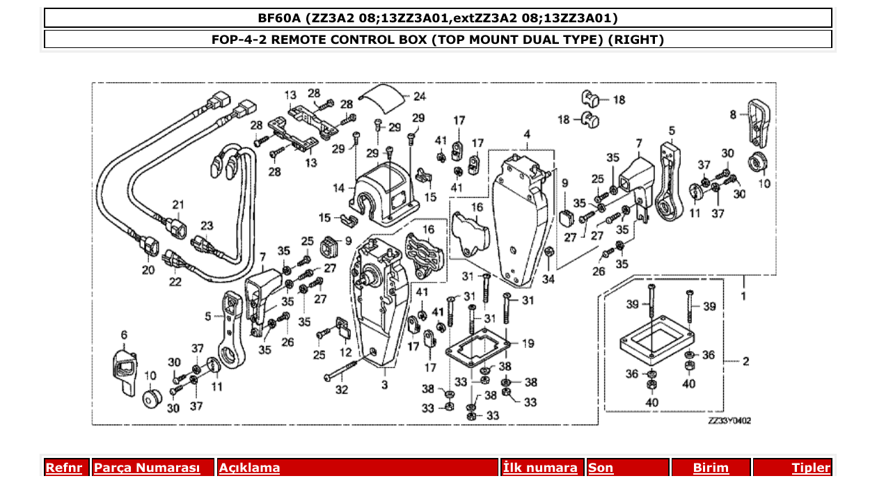 Fig. FOP-4-2 – REMOTE CONTROL BOX (TOP MOUNT DUAL TYPE) (RIGHT) diagram