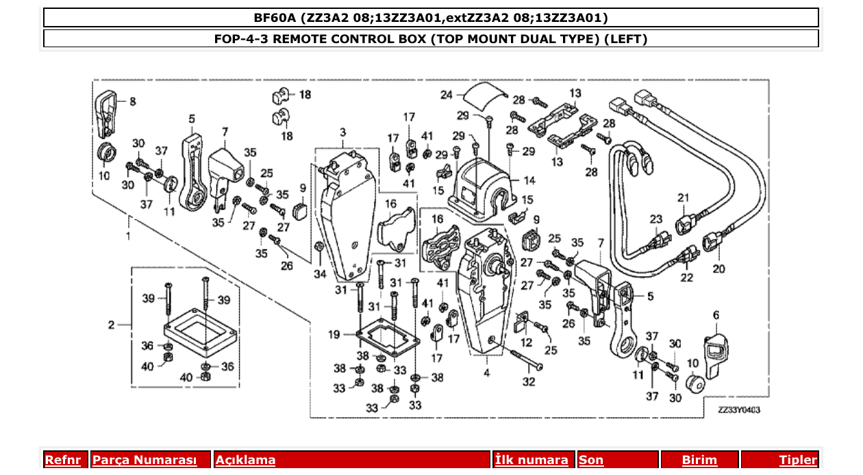 Fig. FOP-4-3 – REMOTE CONTROL BOX (TOP MOUNT DUAL TYPE) (LEFT) diagram
