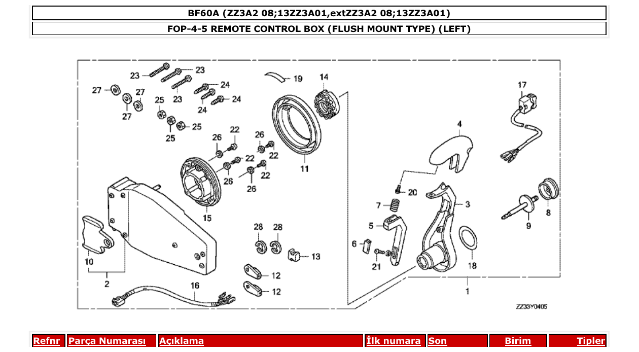 Fig. FOP-4-5 – REMOTE CONTROL BOX (FLUSH MOUNT TYPE) (LEFT) diagram