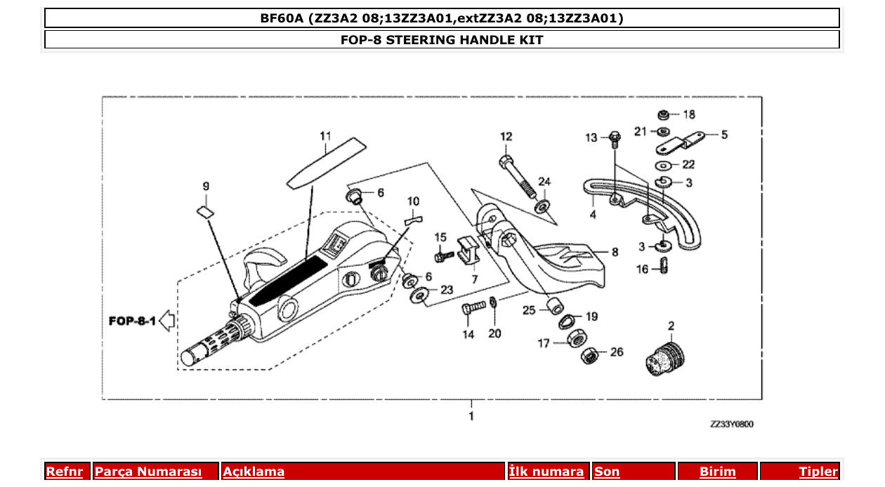 Fig. FOP-8 – STEERING HANDLE KIT diagram