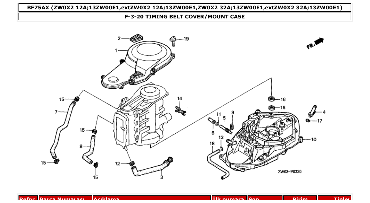 Fig. F-3-20 – TIMING BELT COVER/MOUNT CASE diagram