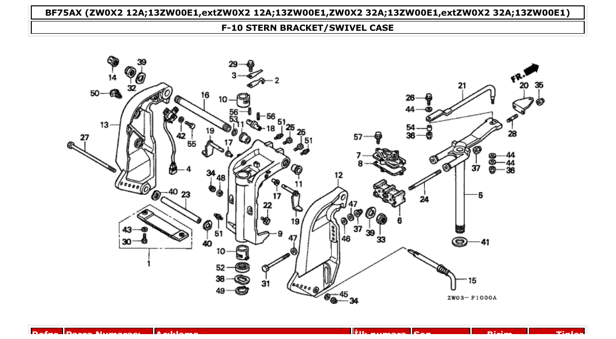 Fig. F-10 – STERN BRACKET/SWIVEL CASE diagram