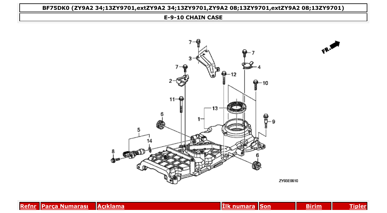 bf75dk0 – section E-9-10 CHAIN CASE parts diagram