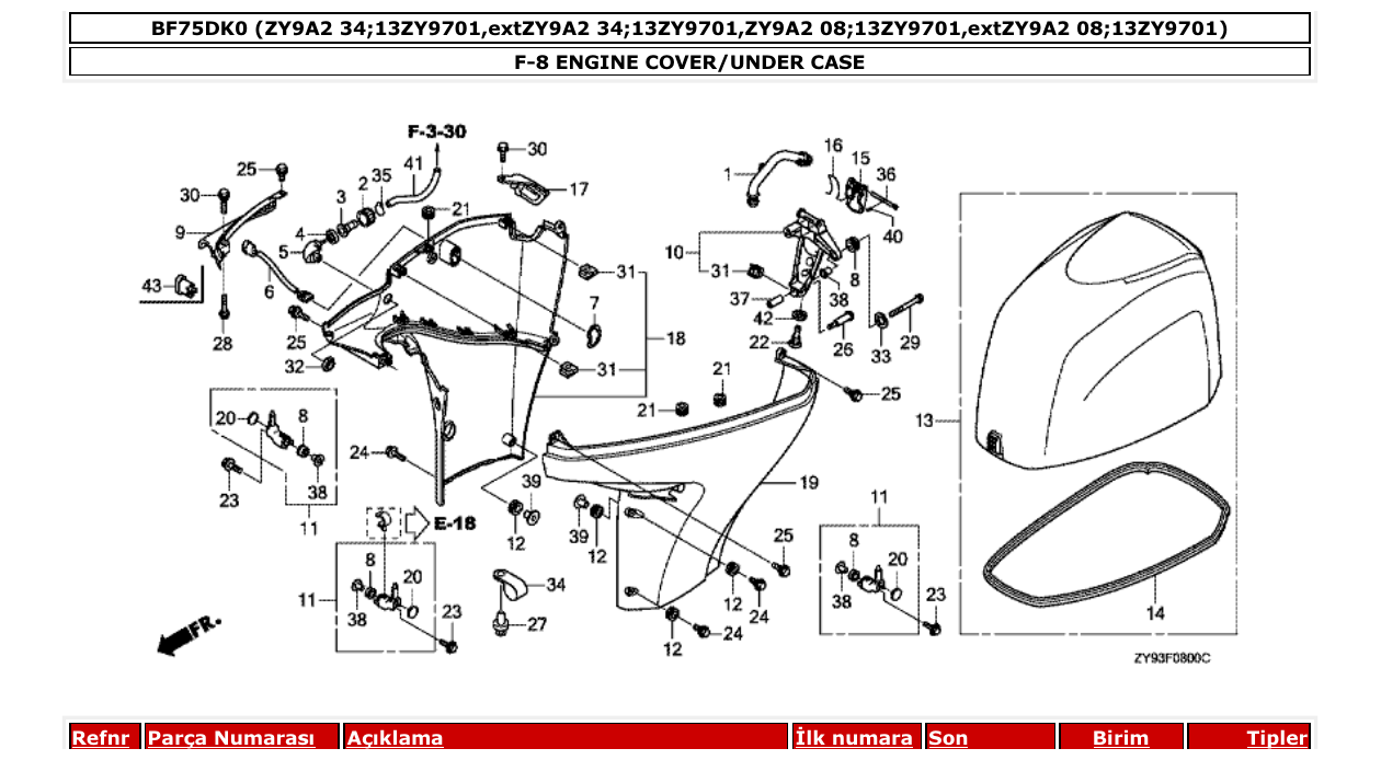 Fig. F-8 – ENGINE COVER/UNDER CASE diagram