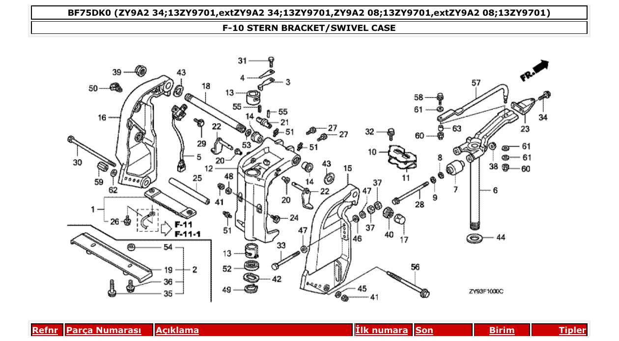 Fig. F-10 – STERN BRACKET/SWIVEL CASE diagram