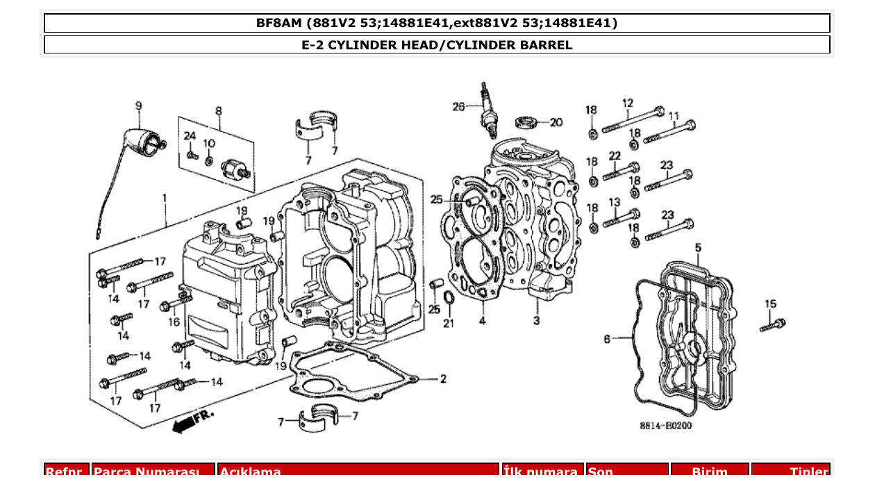 bf8am – section E-2 CYLINDER HEAD/CYLINDER BARREL parts diagram