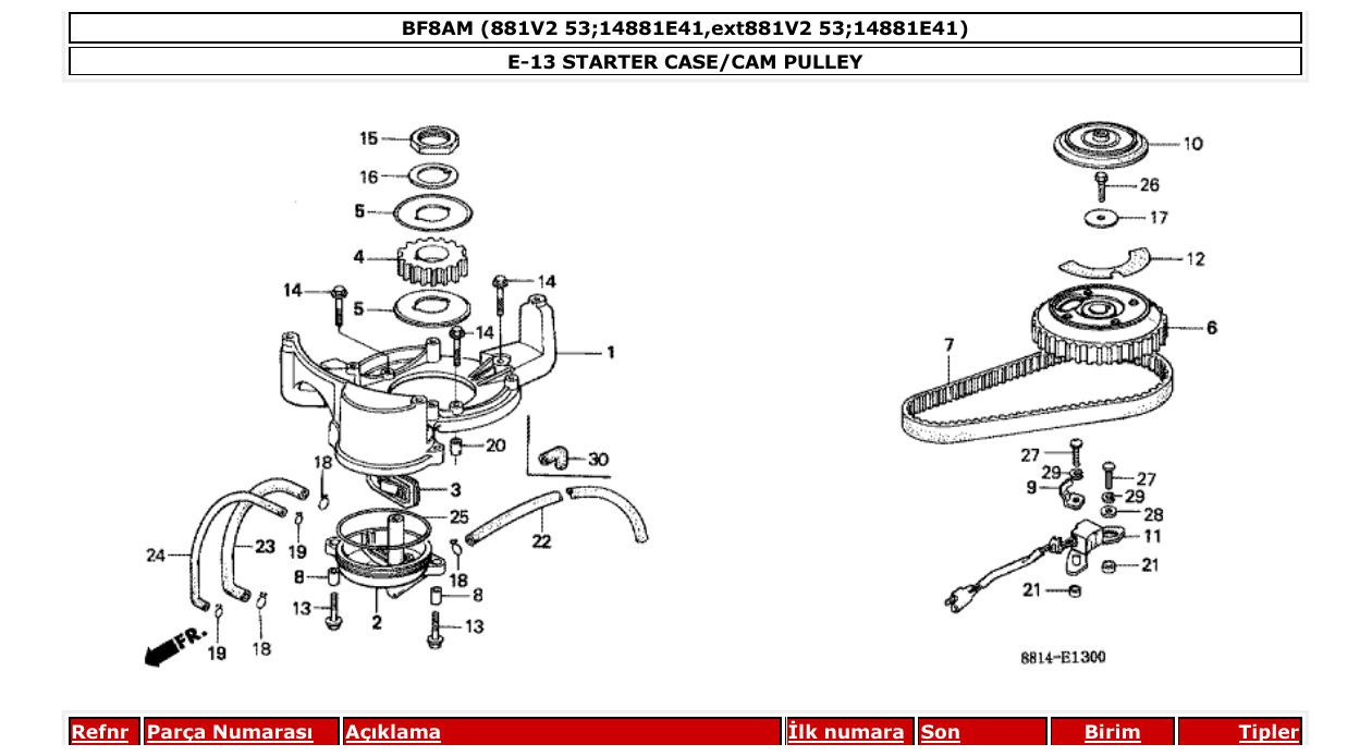 Fig. E-13 – STARTER CASE/CAM PULLEY diagram