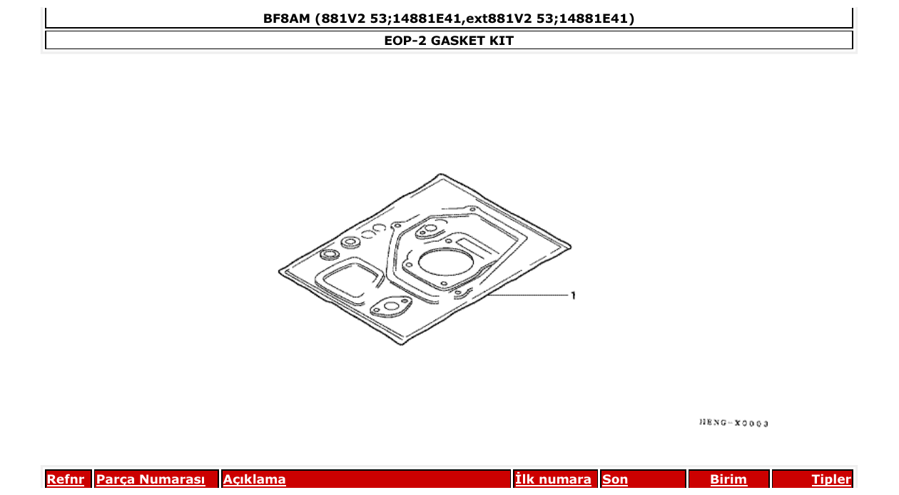 bf8am – section EOP-2 GASKET KIT parts diagram
