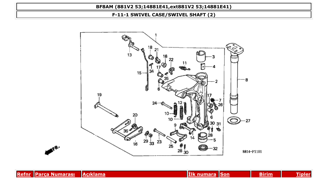 bf8am – section F-11-1 SWIVEL CASE/SWIVEL SHAFT (2) parts diagram