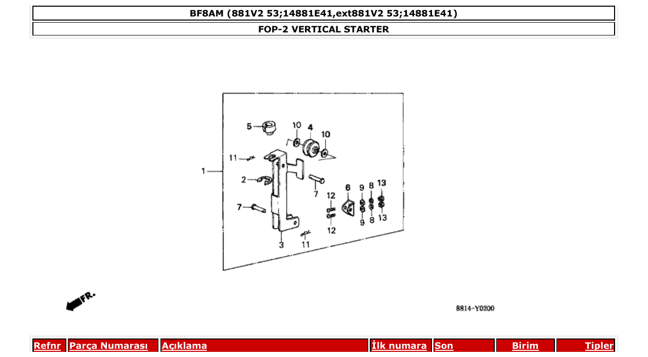 bf8am – section FOP-2 VERTICAL STARTER parts diagram