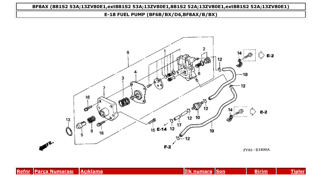 Fig. E-18 – FUEL PUMP (BF6B/BX/D6,BF8AX/B/BX) diagram