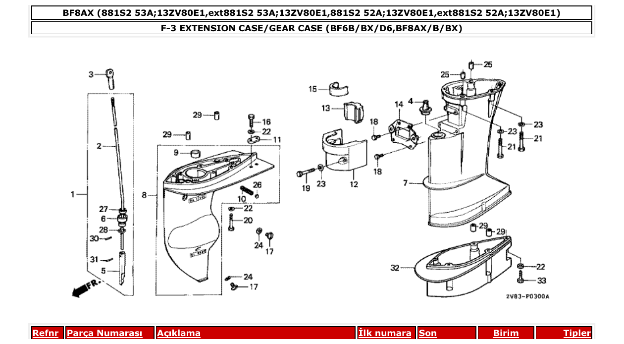 Fig. F-3 – EXTENSION CASE/GEAR CASE (BF6B/BX/D6,BF8AX/B/BX) diagram