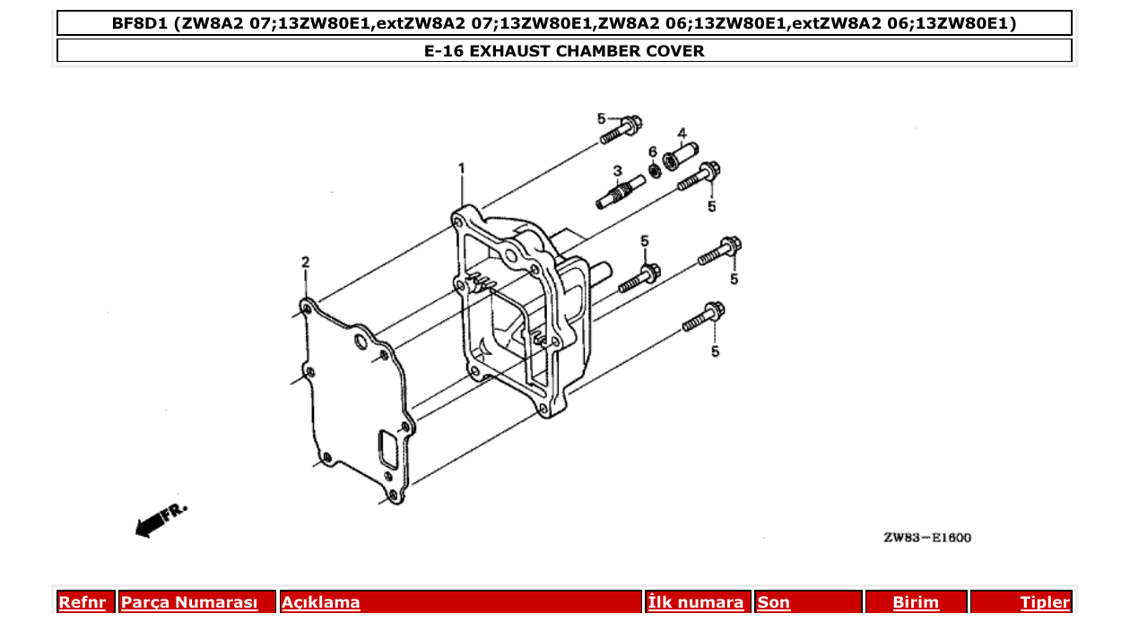 Fig. E-16 – EXHAUST CHAMBER COVER diagram