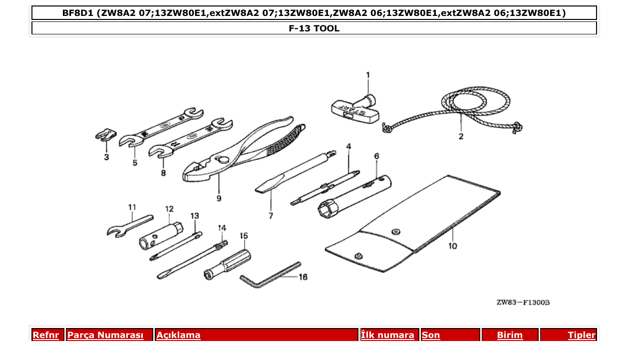 bf8d1 – section F-13 TOOL parts diagram