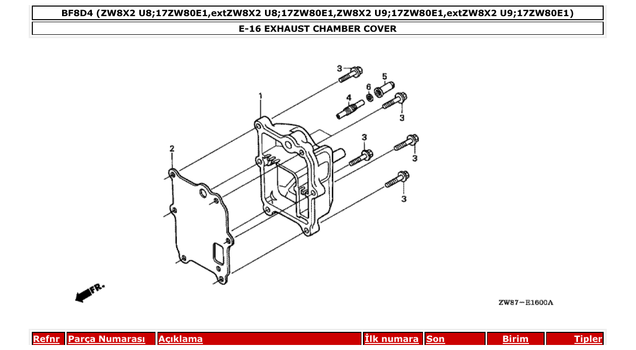 Fig. E-16 – EXHAUST CHAMBER COVER diagram
