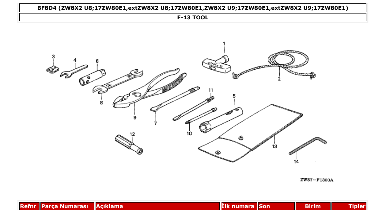 bf8d4 – section F-13 TOOL parts diagram