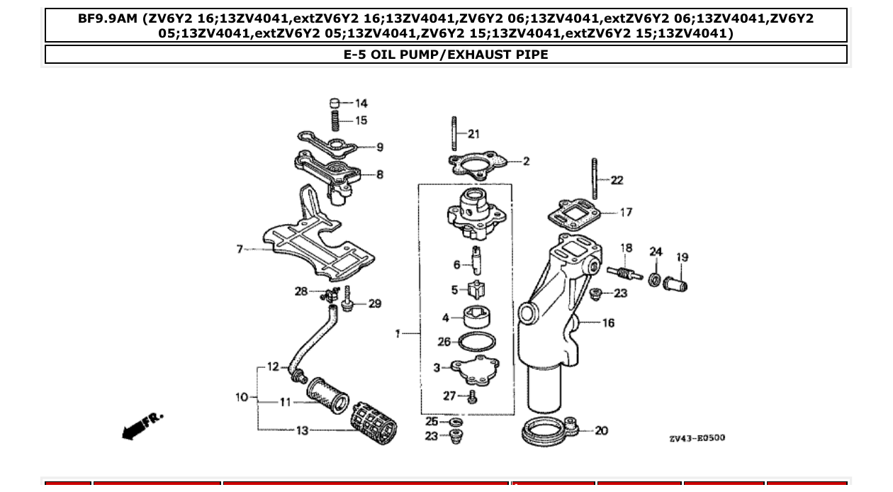 Fig. E-5 – OIL PUMP/EXHAUST PIPE diagram