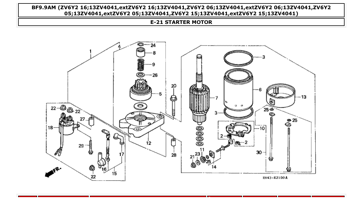 bf9.9am – section E-21 STARTER MOTOR parts diagram