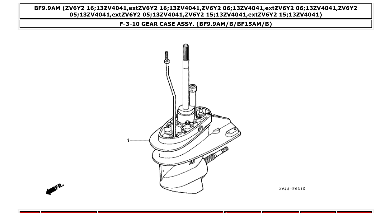Fig. F-3-10 – GEAR CASE ASSY. (BF9.9AM/B/BF15AM/B) diagram