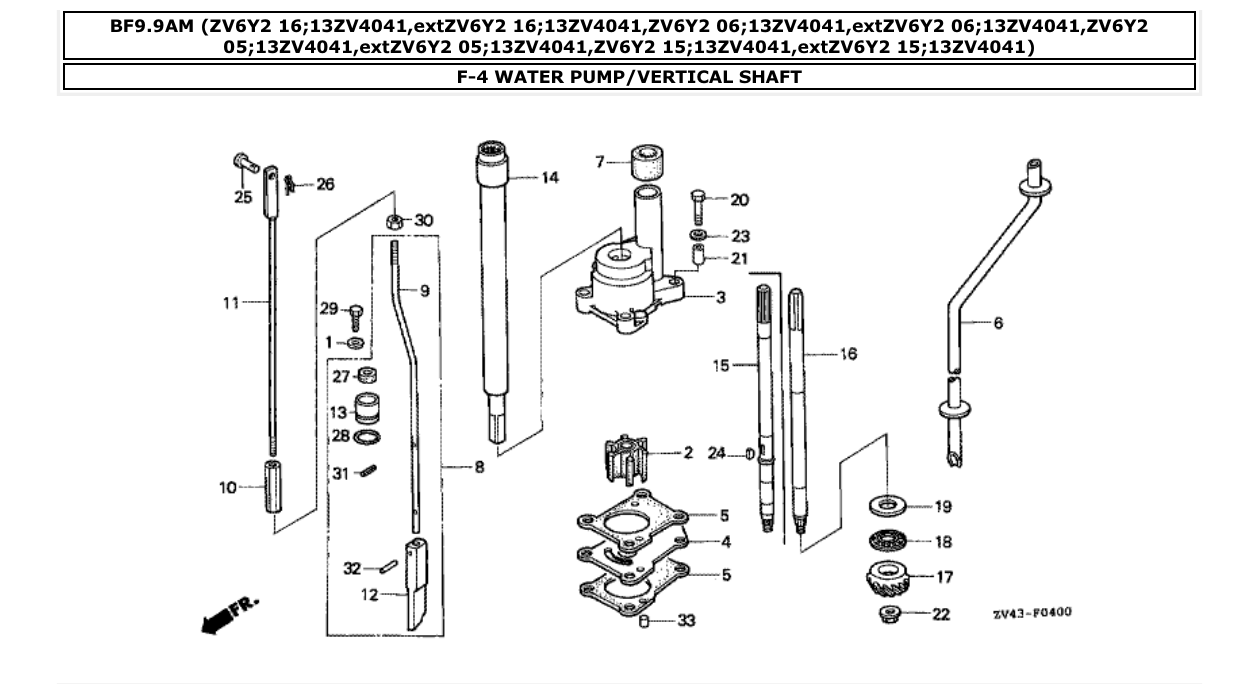 Fig. F-4 – WATER PUMP/VERTICAL SHAFT diagram