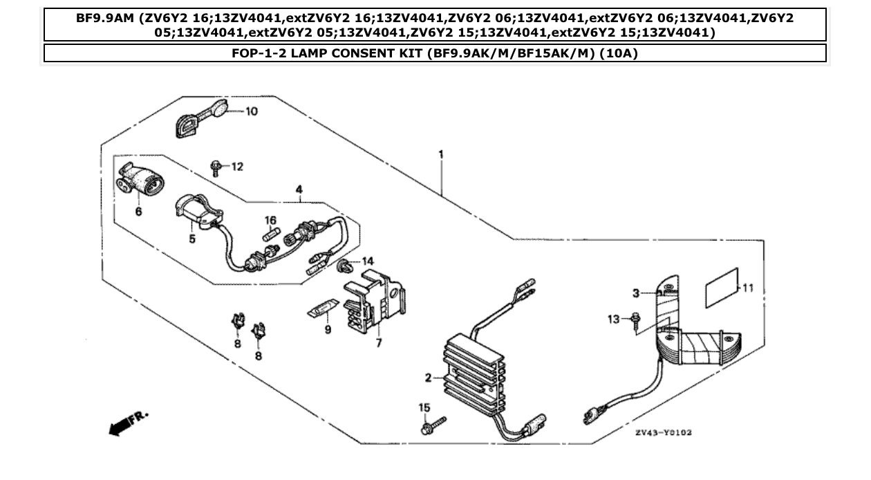 Fig. FOP-1-2 – LAMP CONSENT KIT (BF9.9AK/M/BF15AK/M) (10A) diagram