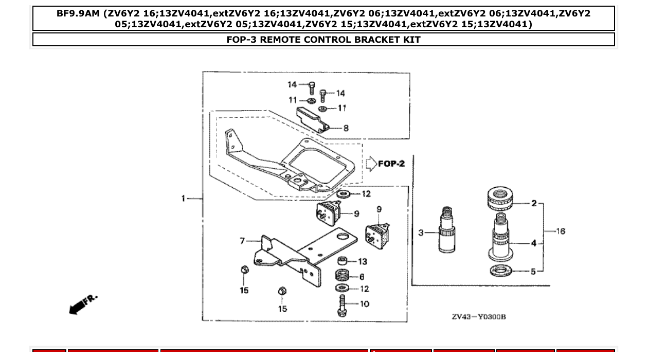 bf9.9am – section FOP-3 REMOTE CONTROL BRACKET KIT parts diagram