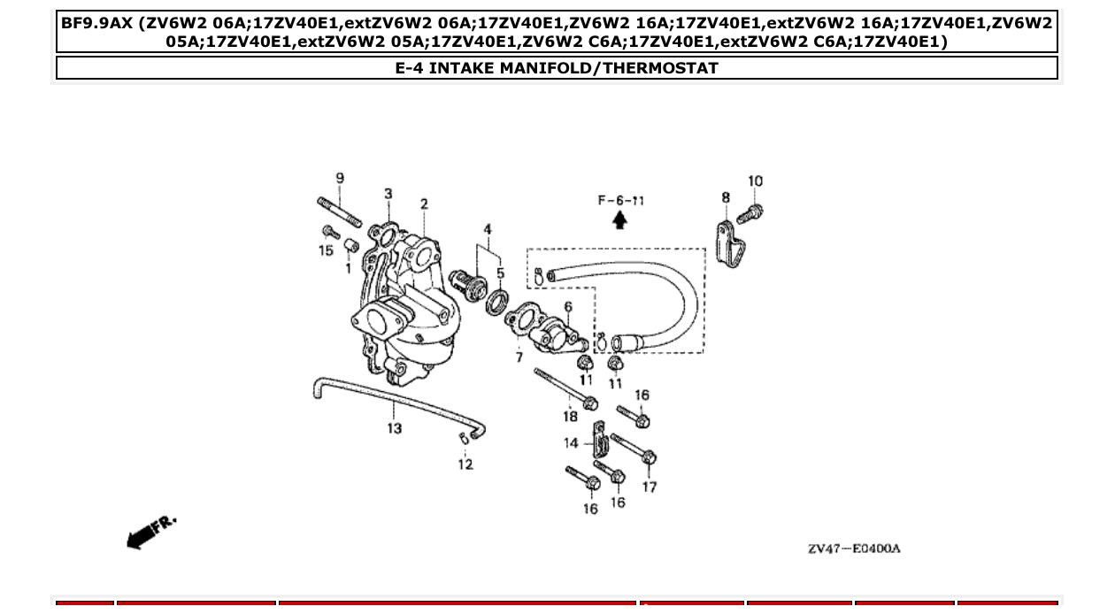 Fig. E-4 – INTAKE MANIFOLD/THERMOSTAT diagram