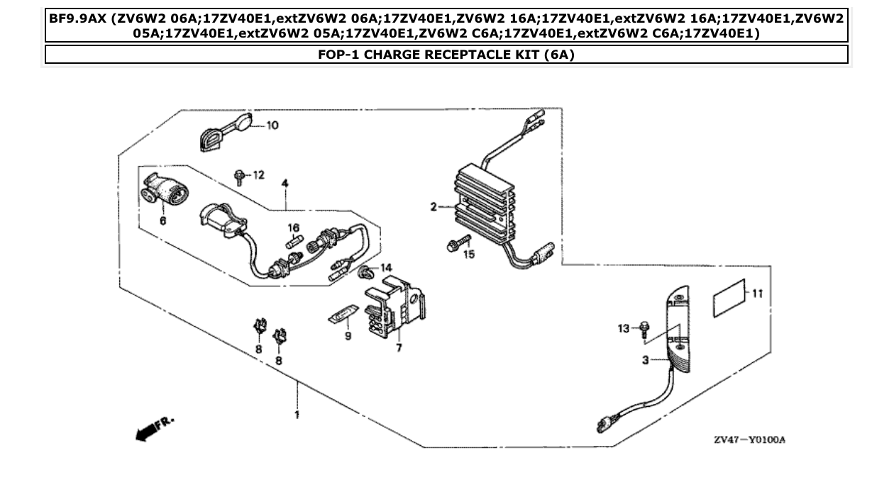 Fig. FOP-1 – CHARGE RECEPTACLE KIT (6A) diagram