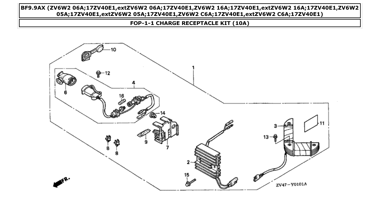 Fig. FOP-1-1 – CHARGE RECEPTACLE KIT (10A) diagram