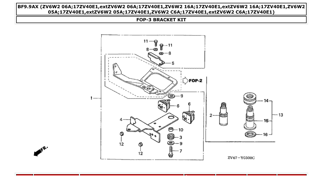 bf9.9ax – section FOP-3 BRACKET KIT parts diagram