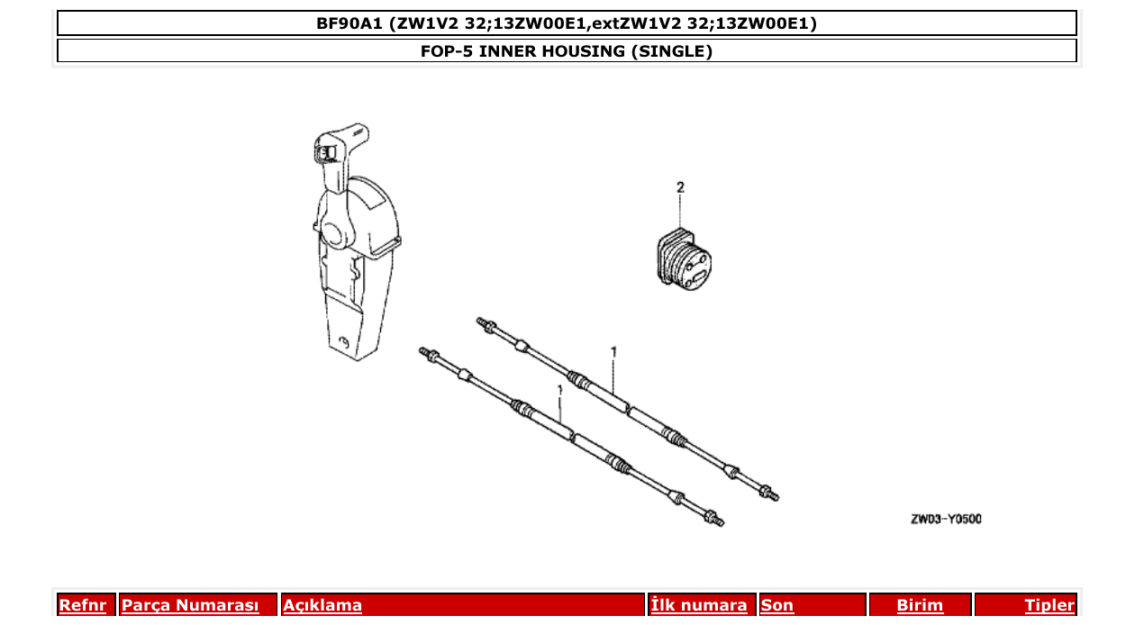bf90a1 – section FOP-5 INNER HOUSING (SINGLE) parts diagram