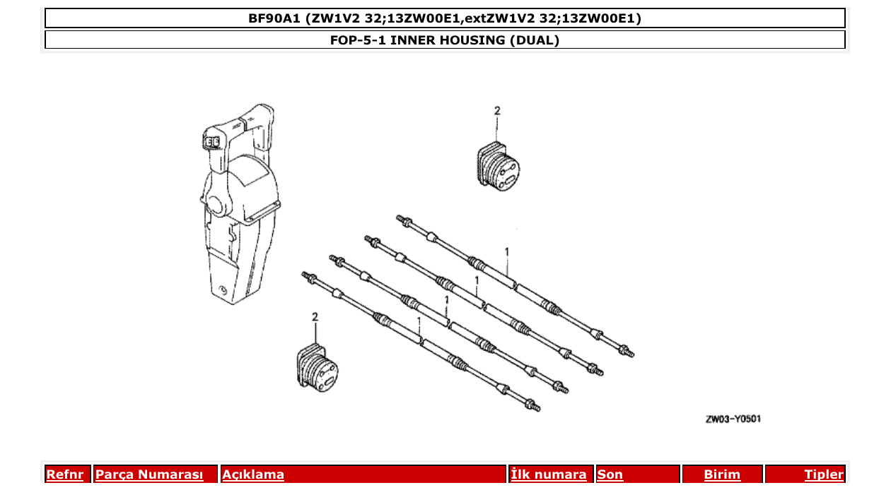 bf90a1 – section FOP-5-1 INNER HOUSING (DUAL) parts diagram