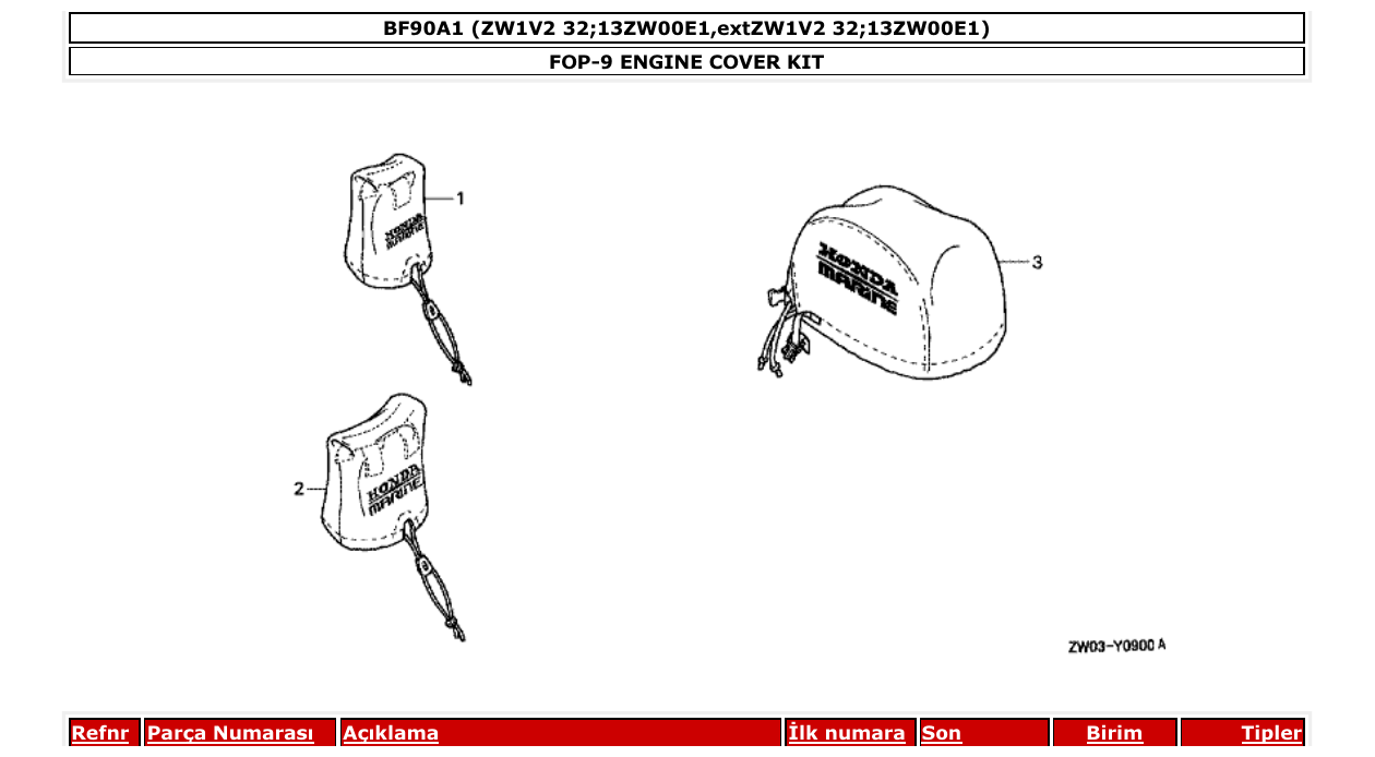 bf90a1 – section FOP-9 ENGINE COVER KIT parts diagram