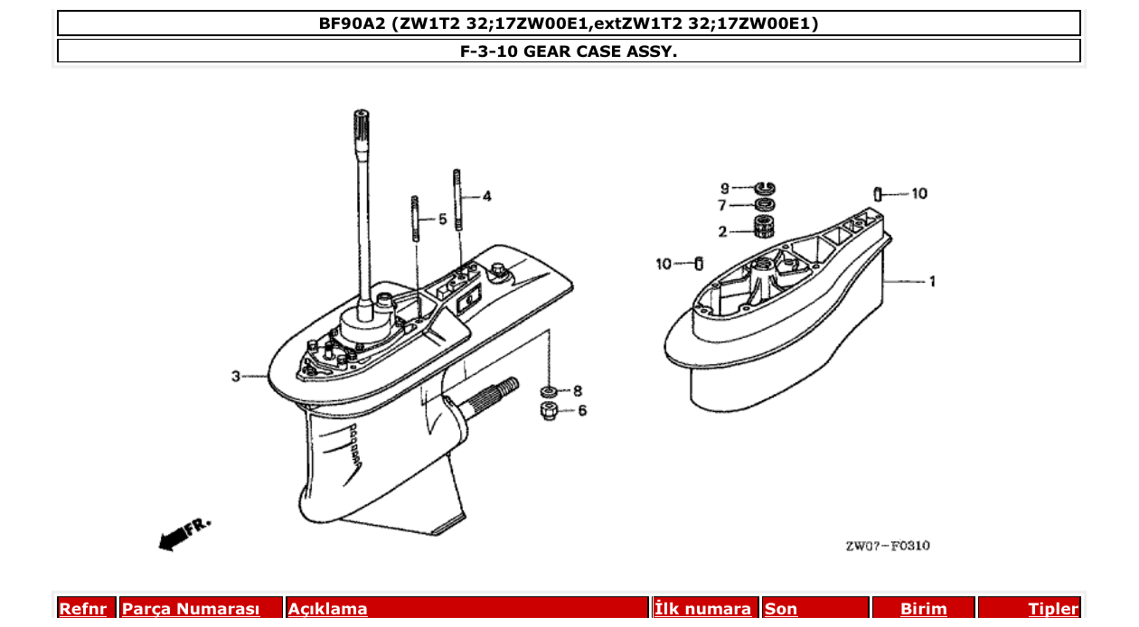 Fig. F-3-10 – GEAR CASE ASSY. diagram