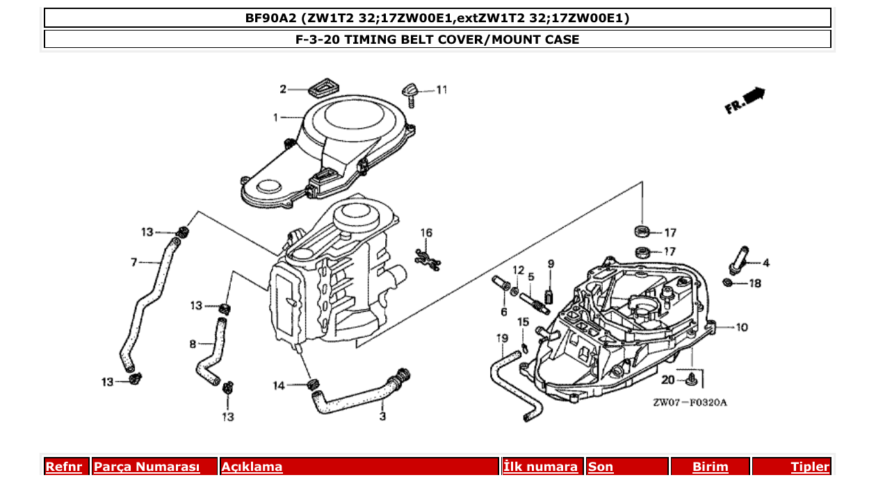 Fig. F-3-20 – TIMING BELT COVER/MOUNT CASE diagram