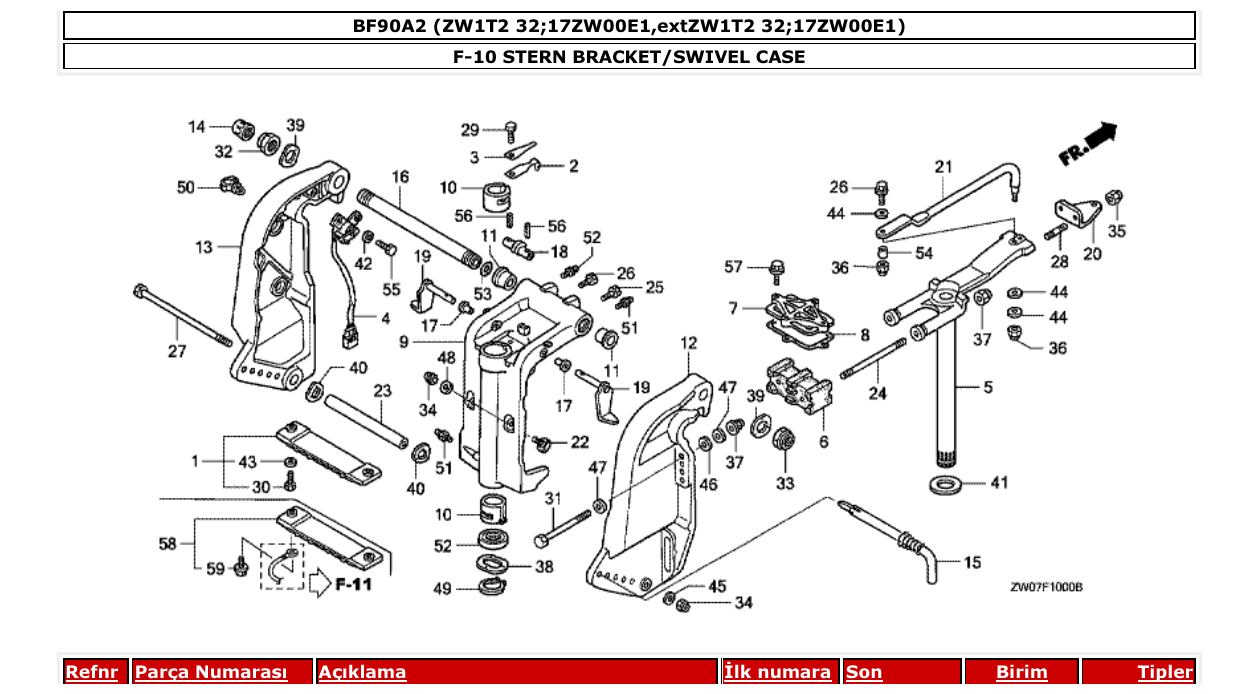 Fig. F-10 – STERN BRACKET/SWIVEL CASE diagram
