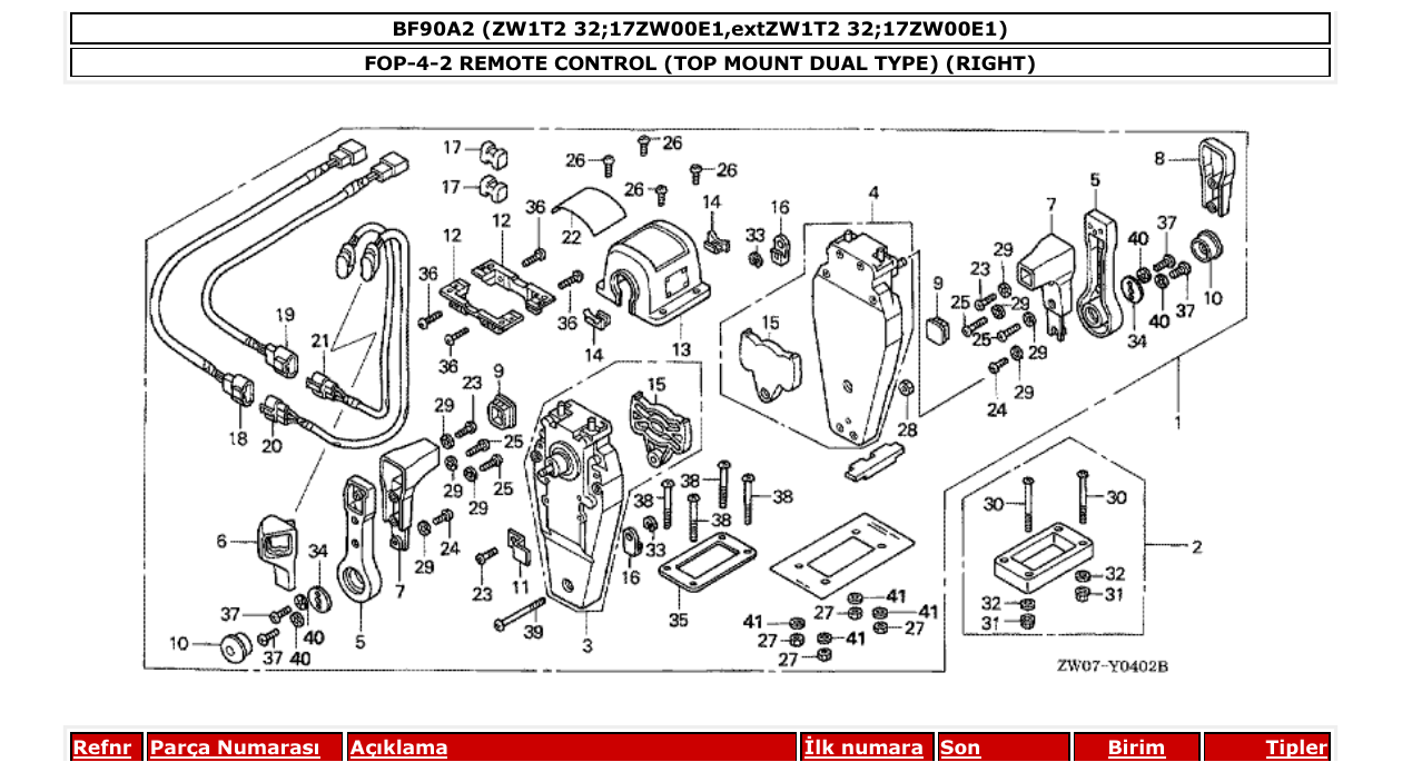 Fig. FOP-4-2 – REMOTE CONTROL (TOP MOUNT DUAL TYPE) (RIGHT) diagram