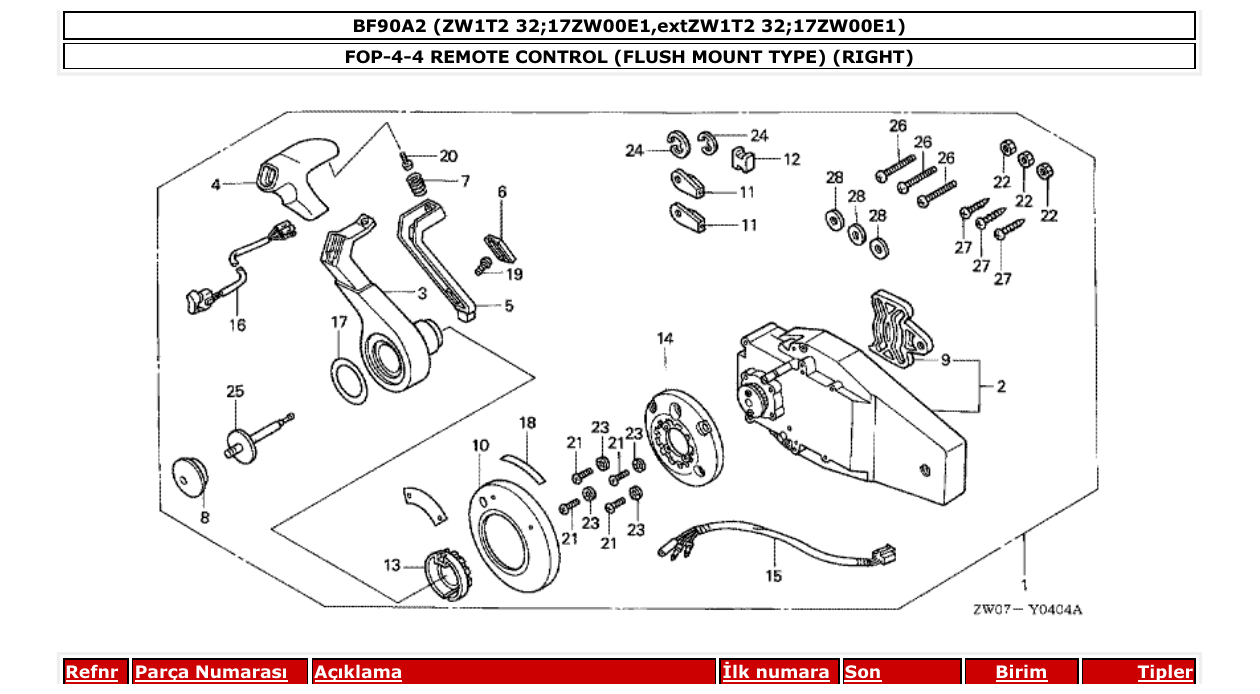 Fig. FOP-4-4 – REMOTE CONTROL (FLUSH MOUNT TYPE) (RIGHT) diagram